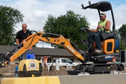 Case CX15EV electric mini excavator being delivered to a customer
