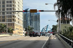 Section of a collapsed crane on a Fort Lauderdale bridge