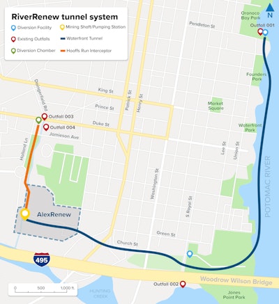 map of riverrenew tunnel system alexandria virginia