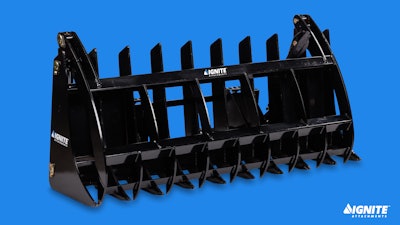 Ignite Rake Grapple attachment static photo blue backgorund