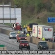 Responders on the scene of a work zone crash on i-83