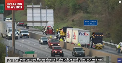 Responders on the scene of a work zone crash on i-83