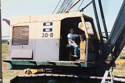 sam descutner at a young age in a Bucyrus Erie 30-B cable shovel