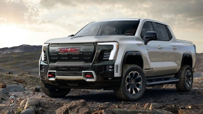 GMC Sierra EV AT4 on rocky landscape