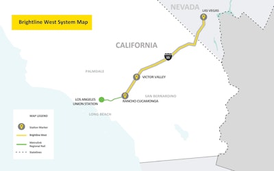 map of future high speed rail system between Las Vegas and L.A.