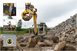 Menzi Muck excavator autonomously building a retaining wall