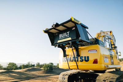 Komatsu excavator equipped with Built Robotics autonomy package