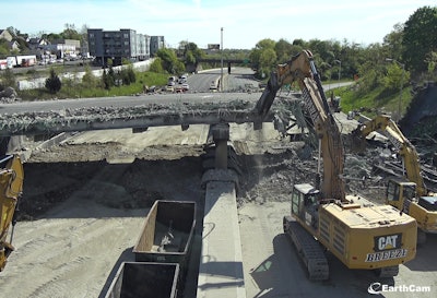 Crews work overtime to demolish damaged I95 overpass damaged in crash in Norwalk Conn