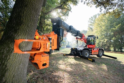 Manitou Woodcracker tree saw/grapple for MRT rotating telehandlers