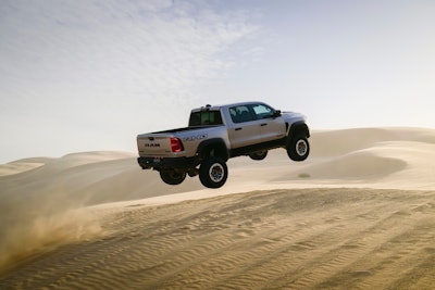 2024 Ram 1500 RHO catching air in jump in desert