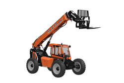 Skytrak 8042 telehandler side view raised platform white background