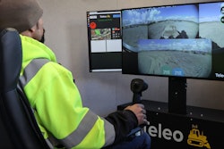 Equipment operator uses a Teleo command center to run equipment remotely