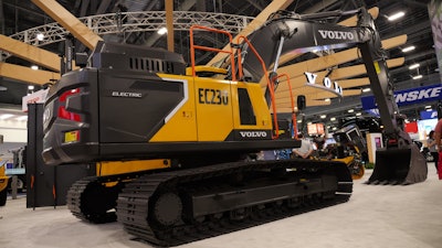 Volvo EC230 electric Excavator show floor Advanced Clean Transportation Expo in Las Vegas