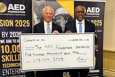 Cat presents check to Associated Equipment Distributors Foundation