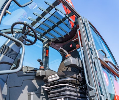 inside cab of magni RTH 10.37 rotating telehandler