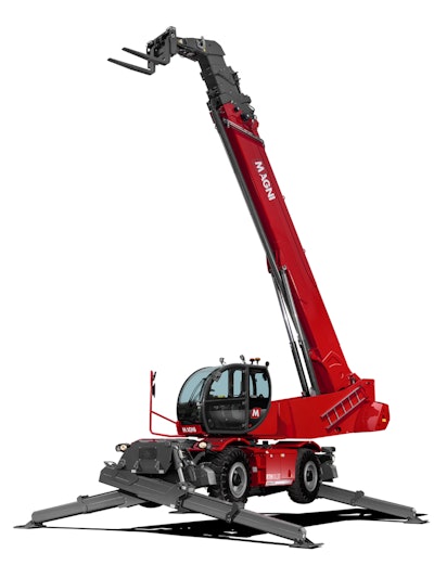 Magni RTH-10.37 Rotating Telehandler boom extended outriggers deployed