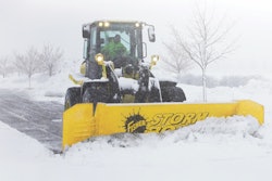 Fisher Engineering Storm Boxx HX Wing Plow on a wheel loader