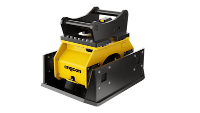 Engcon PC9500 compactor plate for excavators studio shot white background