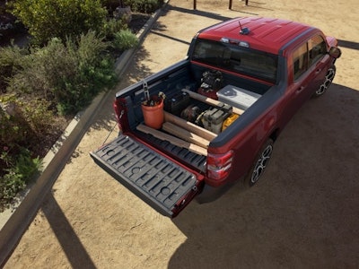 red 2025 Ford Maverick Lariat with Flexbed