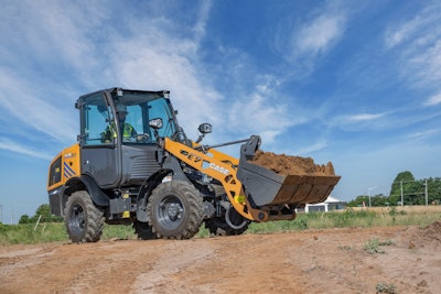 CASE CL36EV Compact Wheel Loader with bucketful of dirt