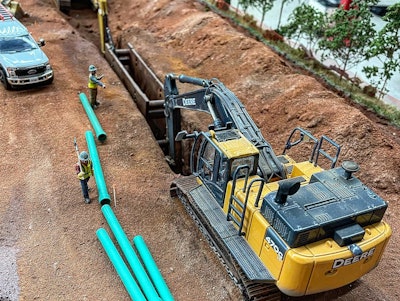 trench pipelaying scene diorama