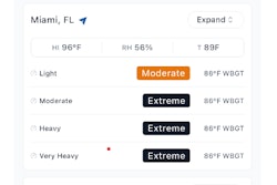 screen shot of AIHA heat stress app