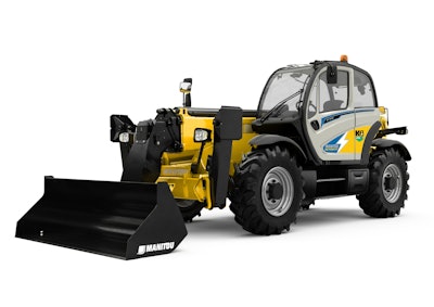 studio shot white background manitou electrified telehandler