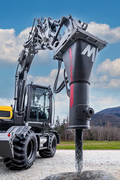 Mecalac hydraulic breaker attachment for compact excavators