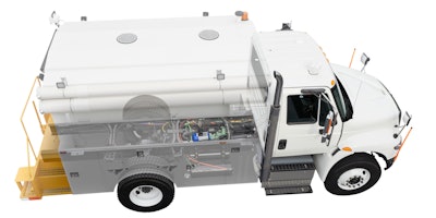 graphic work truck with Vanair PTO Shaft-Driven Underdeck All-in-One Power System