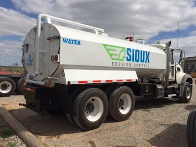 truck branded with sioux erosion control logo