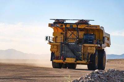 Komatsu 930E power agnostic rigid-frame dump truck in desert