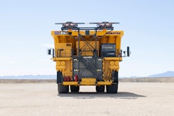 Komatsu 930E power agnostic rigid-frame dump truck in desert