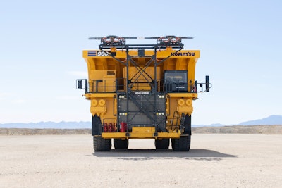 Komatsu 930E power agnostic rigid-frame dump truck in desert