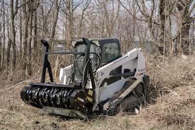 Werk-Brau FHX66 forestry Mulcher on bobcat compact track loader