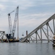 close photo of the recently collapsed baltimore bridge