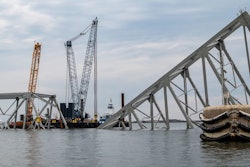 close photo of the recently collapsed baltimore bridge