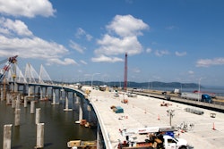 a view of the Cuomo Bridge as it was under construction