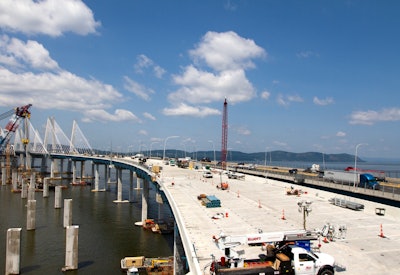 a view of the Cuomo Bridge as it was under construction