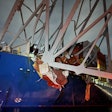 the ship dali seen after it crashed into the Francis Scott Key Bridge