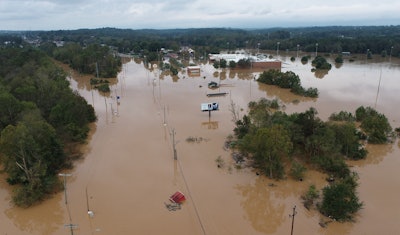 completely flooded road in North Carolina
