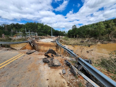 road damage in North Carolina after Hurricane Helene
