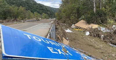 tourist exit sign downed on Tennessee road