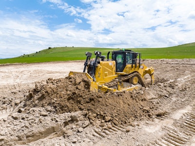 Cat D8 dozer pushing dirt