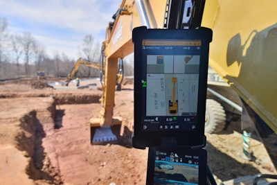trimble grade control monitor on Cat excavator