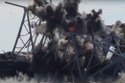 controlled demolition of debris that landed on a cargo ship that crashed into the Key Bridge in Baltimore
