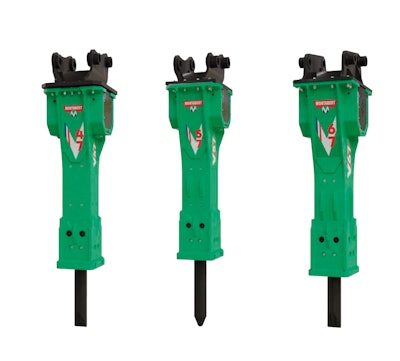 Montabert V47, V57 and V67 rock breaker attachments