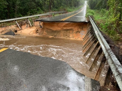 a washed out road in florida