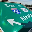 an un-installed interstate 42 sign
