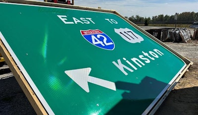 an un-installed interstate 42 sign