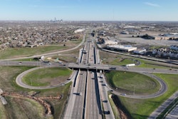 aerial shot of the I-35 and I-240 interchange